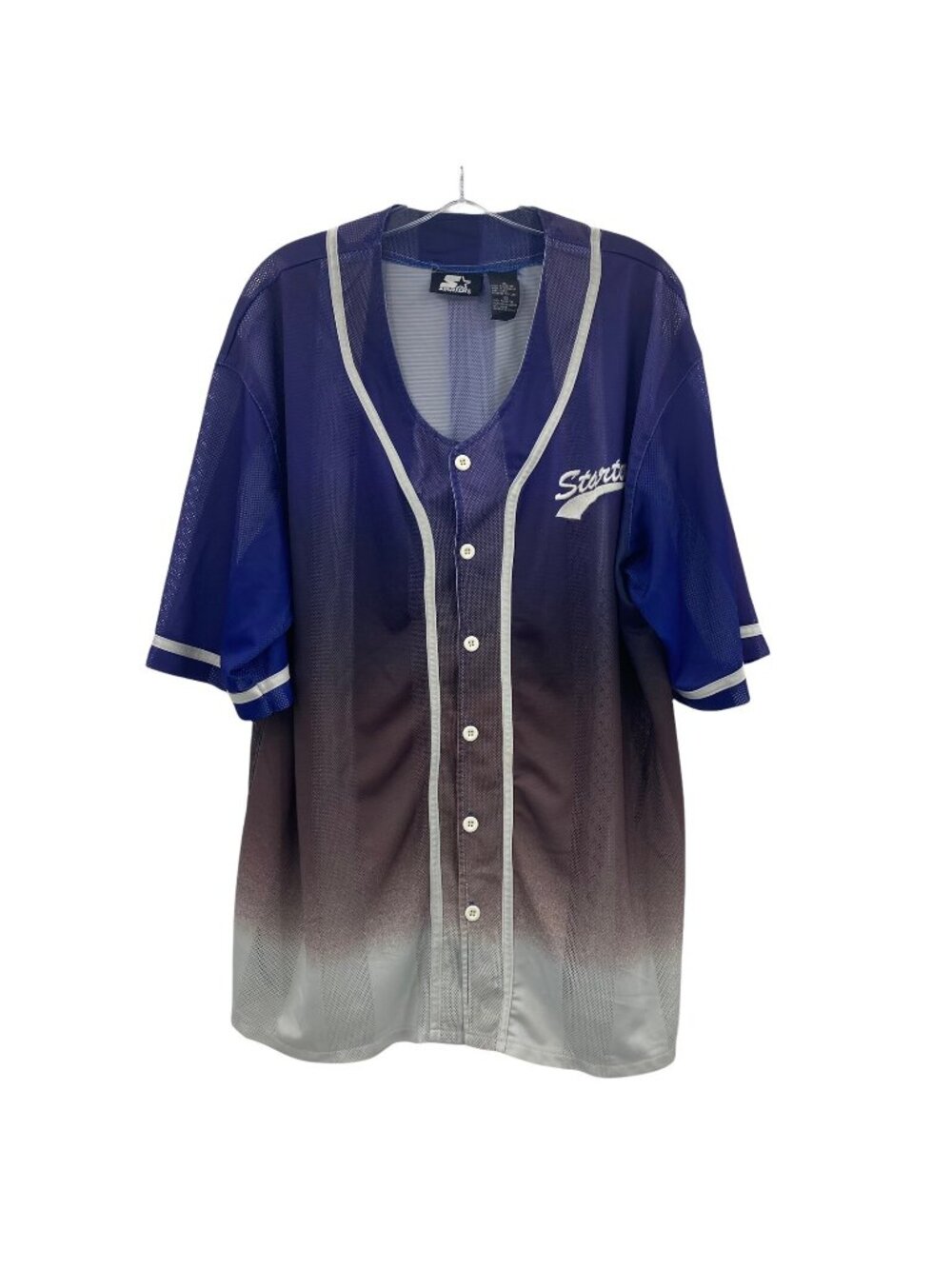 Starter Men's XL Vintage Baseball Button Up Mesh Jersey Script Spell Out Logo